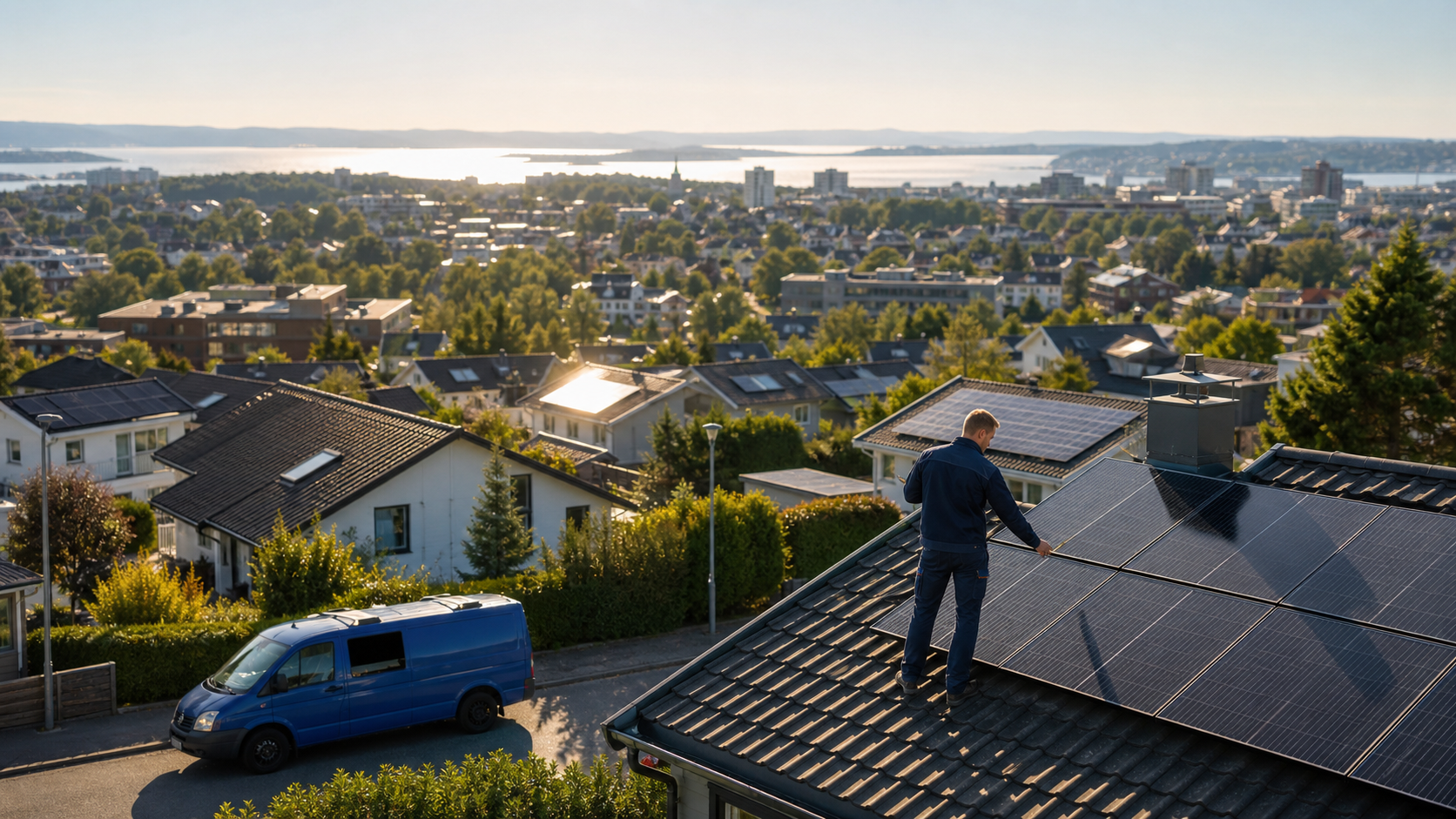 Solar-equipped neighborhood supported by an Otovo field technician