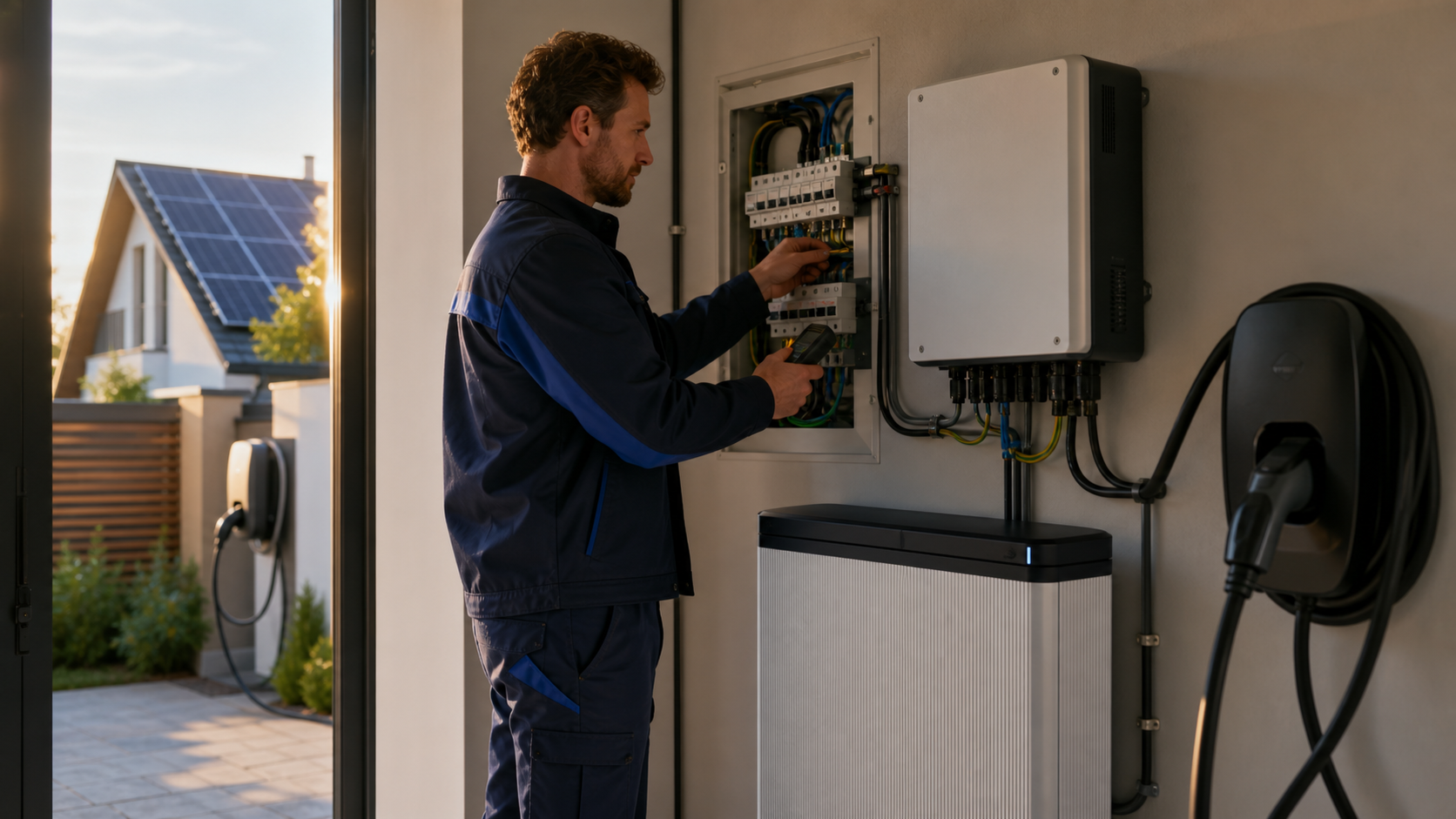 Otovo technician commissioning an integrated residential energy system